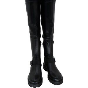 Nine West Nans Lug Sole Black Faux Leather Boots - Women's US 7M